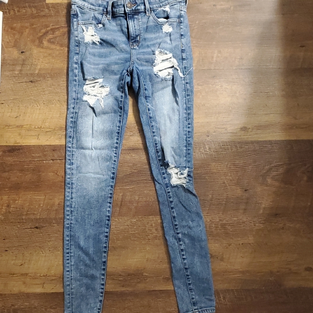 Blue Skinny Distressed Denim Jeans